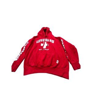 Lifeguard Daytona Beach Men's Medium Red Hoodie Sweatshirt Hooded Safety